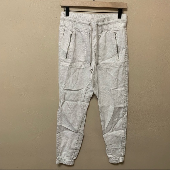 Athleta Cabo Linen Jogger in Mirco Cheetah Abalone Gray Size 2 - Picture 4 of 12